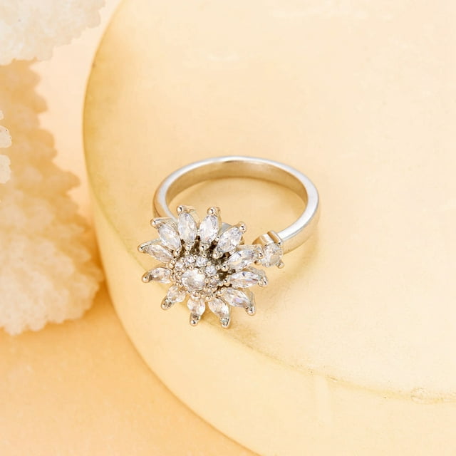 WIFKLSIIPG Rotatable Ring Simple Classic Ring Fashion Jewelry Light Feeling Design Ring Shiny Ring