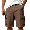 thumbnail image 2 of Sewkxo Mens Casual Sweat Shorts Drawstring Elastic Waist Athletic Workout Gym Jogger Shorts with 4 Pockets,Brown XL, 2 of 7