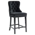 thumbnail image 2 of Set of 2 Modern Velvet & Solid Wood 26'' Counter Stool in Black per SET, 2 of 9