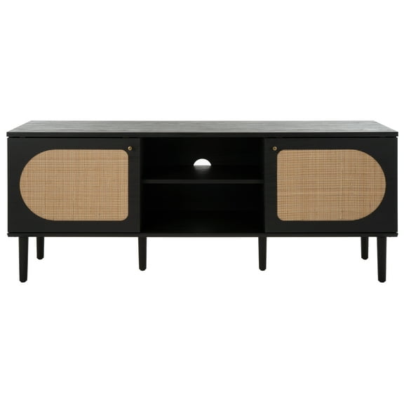 SAFAVIEH Claude Coastal 2 Door 2 Shelf Media Stand, Black (59 in. W x 15.2 in. D x 23.8 in. H)