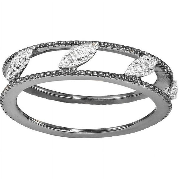 Diamond Sterling Silver Ruthenium-Plated Jacket Ring