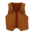 thumbnail image 2 of Girls Kids Summer T-Shirts Tassel Vest 70S Hippie Cow Girl Sleeveless Fringe Jacket Western Outfit for Children, 2 of 8