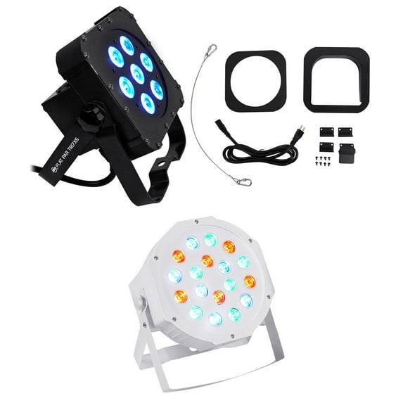 American DJ ADJ Flat Par Tri 7XS Slim Par Can LED 3 in 1 RGB Wash Light +Rockpar