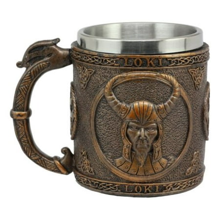 Ebros Gift Norse Mythology Viking Trickster God Loki Coffee Mug 13oz Resin Drink Cup Tankard Beer Stein With Stainless Steel Liner For Kitchen Home Decor Medieval Renaissance Party Hosting Accessory