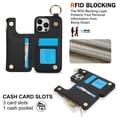 thumbnail image 6 of Allytechgroup iPhone 16 Pro Wallet Case, RFID Blocking Zipper Pocket Ring Holder Kickstand Bumper Shockproof Portable Durable Phone Case for Apple iPhone 16 Pro, Black, 6 of 8