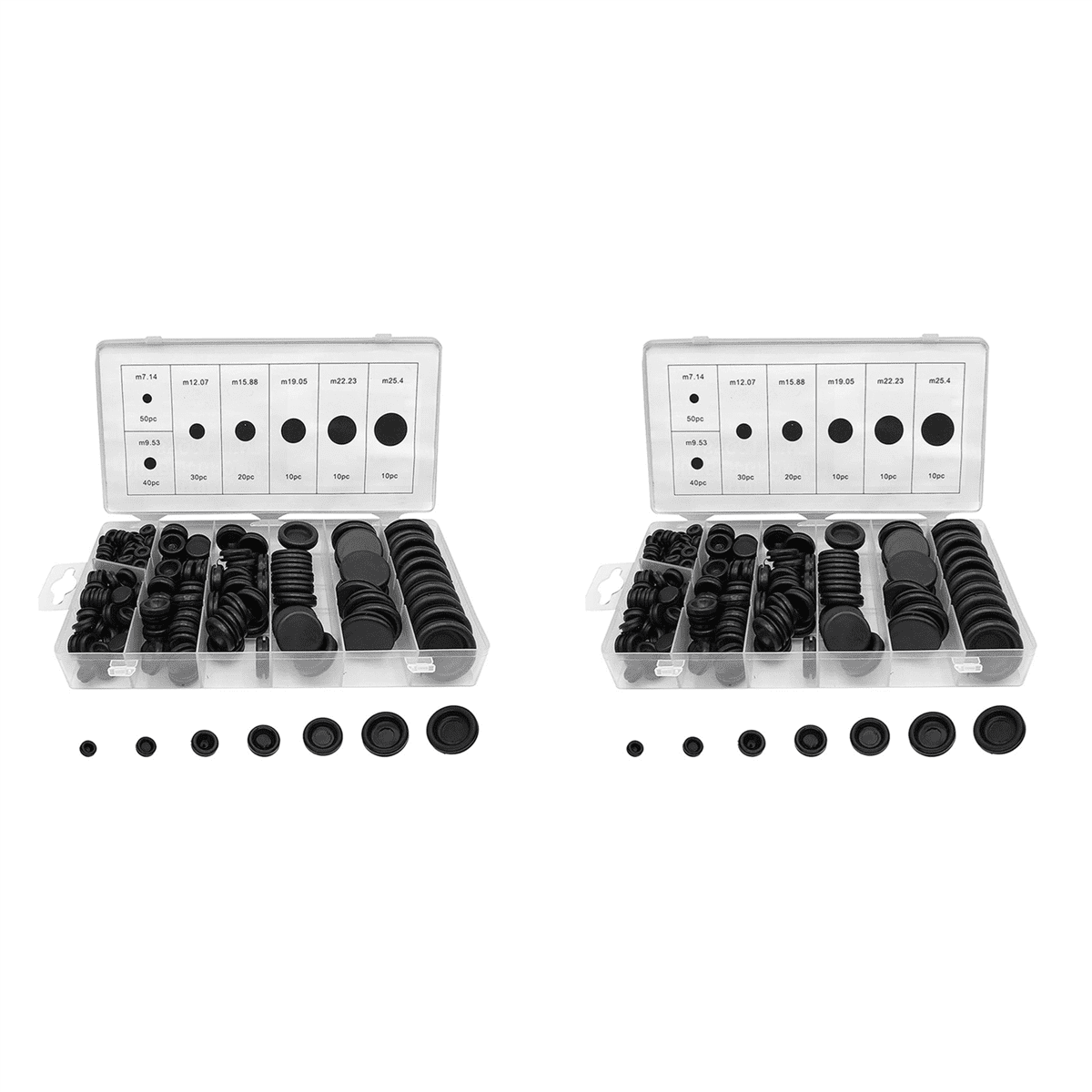 340Pcs 7 Sizes Rubber Grommet Assortment Kit, Firewall Hole Plug Set Electrical Wire Gasket Solid Hole Plugs Set