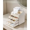 thumbnail image 2 of Makeup Organizer for Vanity,Large Capacity Countertop Organizer with Drawers, PU Leather Cosmetic Display Case for Lipstick,Brushes,Skincare,Bedroom Storage, 2 of 8