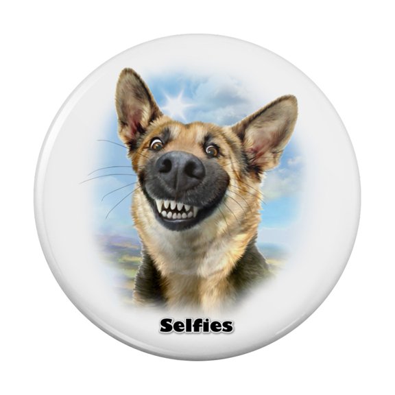 German Shepherd Dog Selfie Pinback Button Pin