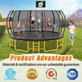 thumbnail image 4 of 16FT Pumpkin Trampoline with Basketball Hoop for Kids Adults, Outdoor Round Recreational Trampoline with Enclosure Net, Balance Bar for Backyard, Weight Capacity 1100LBS, Black, 4 of 6