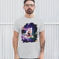 thumbnail image 3 of Tee Hunt Cat Firing Rainbow Laser Riding Pizza Slice in Space T-Shirt Weird Men's Tee, Ash Gray, 5X-Large, 3 of 5