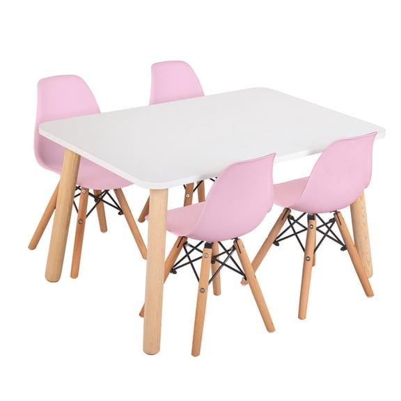 Mesa Rectangular - Cuatro sillas Berlín (Rosa)