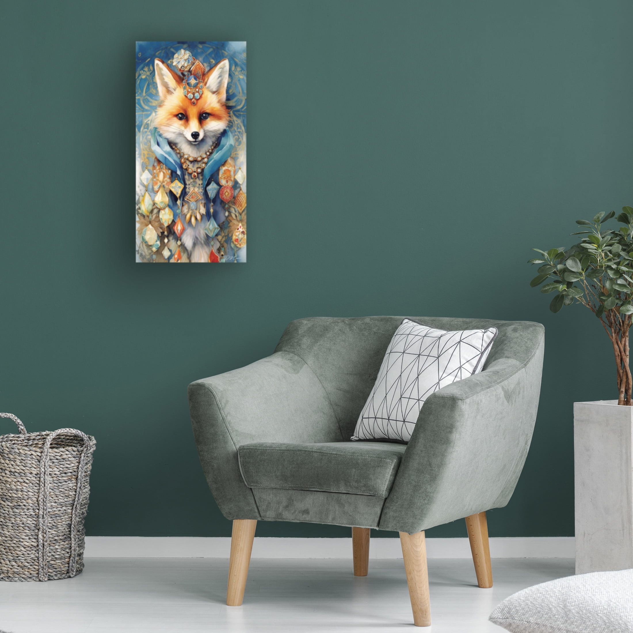 Canvas Wall Art - Momart 'Treasure Keepers Fox 2' Wall Art for Living Room, Bedroom, or Office Décor by Trademark Fine Art - 24 x 47 Inches
