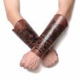 thumbnail image 2 of AlevRam 2-Pack Viking Bracers for Adults, Adjustable PU Faux Leather Medieval Arm Guards, Knight Gauntlet for Cosplay Costume, 2 of 6
