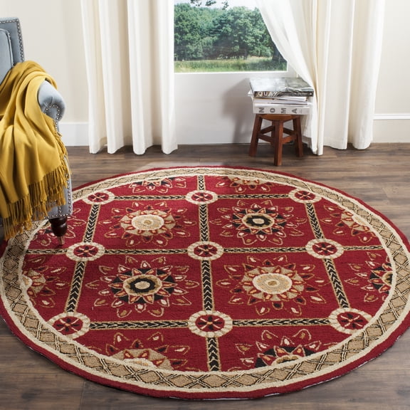 Safavieh Easy Care Marcus Floral Area Rug, Red/Natural, 6' x 6' Round