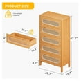 thumbnail image 2 of Rattan 5 Drawer Dresser, 47" Tall Boho Chest of Drawers with Golden Handles, Wood Dresser for Bedroom, Entryway, Holds 300lbs, Oak Finish 15.7"D x 28.7"W x 47.2"H (5 Drawers), 2 of 7
