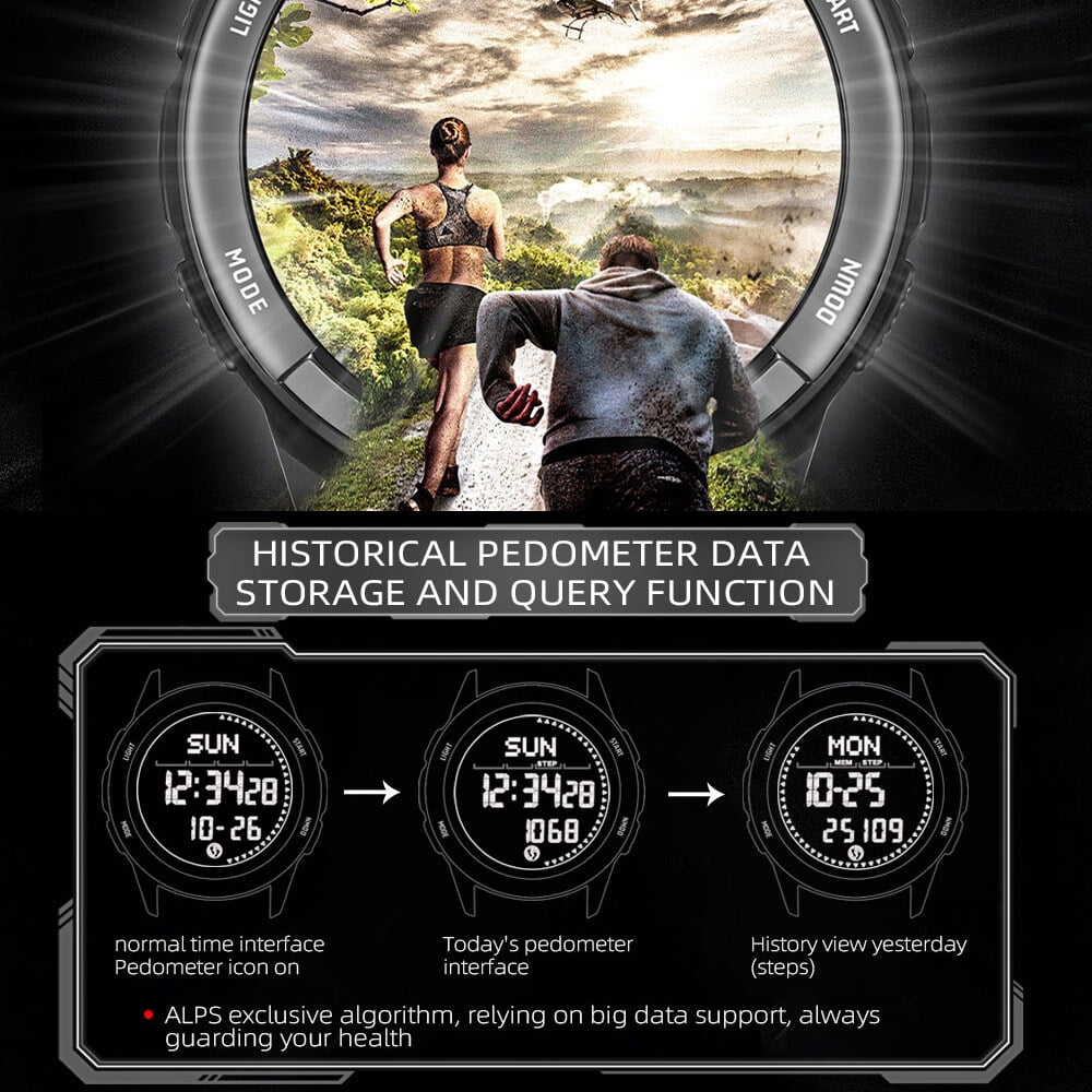 Digital Sports Smart Watch Ultra Thin Carbon Fiber Strap Waterproof Pedometer Function Outdoor GPS Watch