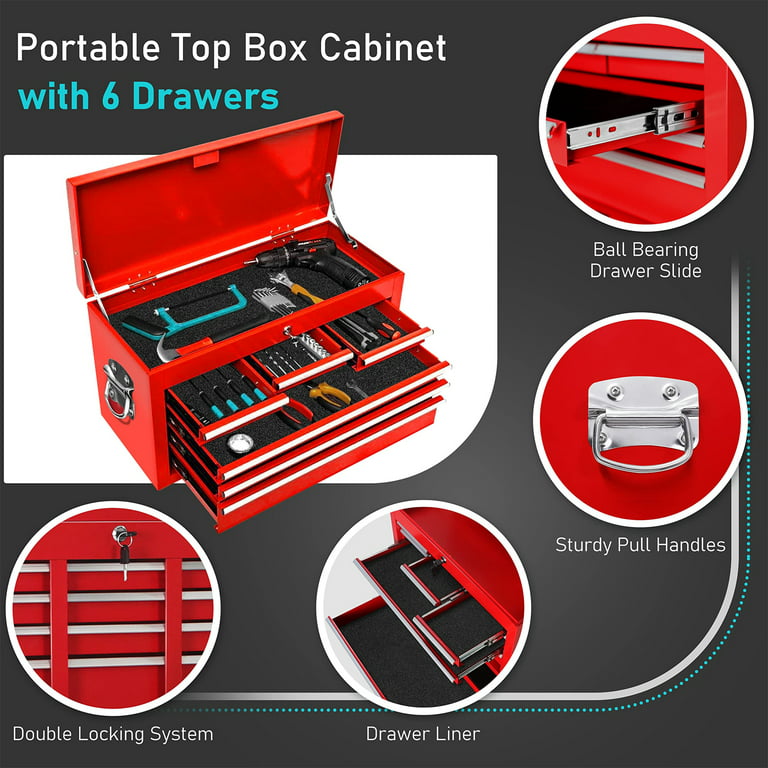 Aukfa Tool Chest, 2in1 Steel Rolling Tool Box & Cabinet On Wheels for  Garage, 8-Drawer, Red 