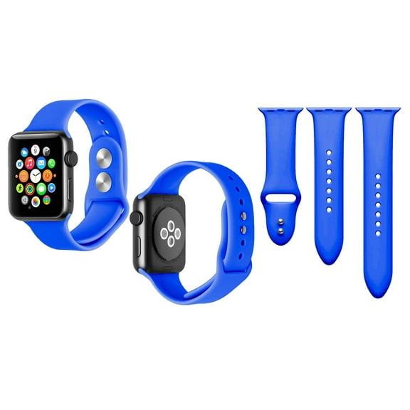 SPYCASE Apple Watch Band 42/44/45mm Blue 3pcs Adjustable Size Silicone Bands (Sm-Med & Med-Lg Wrist Lenght)