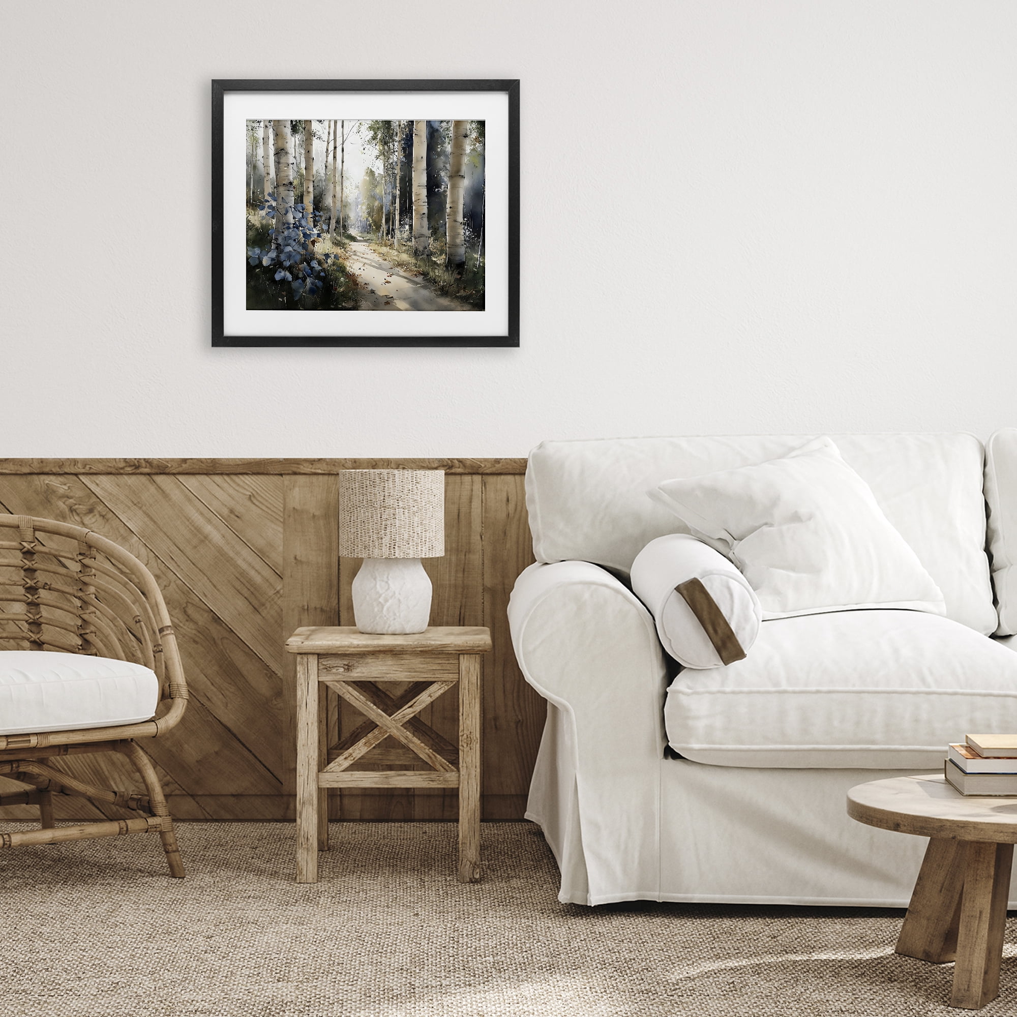 Stupell Industries Blue Birch Sunlit Forest Black Framed Print Under Glass, design by Franklyn Gregory
