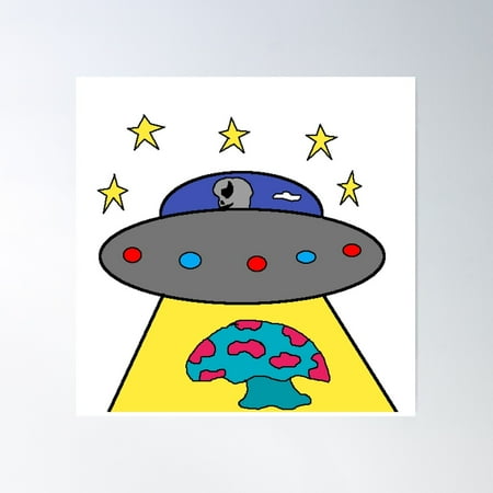 Alien Abducted My Mushroom Poster Wall Art, Modern Wall Decor For Living Room Bedroom, 24x24 UNFRAMED
