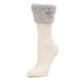 thumbnail image 2 of MeMoi Women's Fancy Fuzz Cuff Ribbed Crew Socks - Womens - Female, 9-11, Winter White, 2 of 2