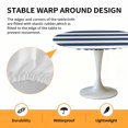 thumbnail image 6 of Blue and White Stripe Elastic Fitted Round Table Cover Simple Style Waterproof Outdoor Tablecloth for Holiday Party, Picnic, Patio & Dining Fits Tables Up to 45"-54", 6 of 8