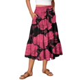 thumbnail image 2 of Women's Printed Casual Skirt Floral Pattern High Waist Flowy Midi Length Summer Fashion A Line Hot Pink L, 2 of 5