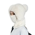 thumbnail image 2 of Balaclava for Women Winter Hat Fleece Lined Beanie Face Cover Neck Warmer Thermal Ski Outdoor Sports Cozy Knit White L, 2 of 4