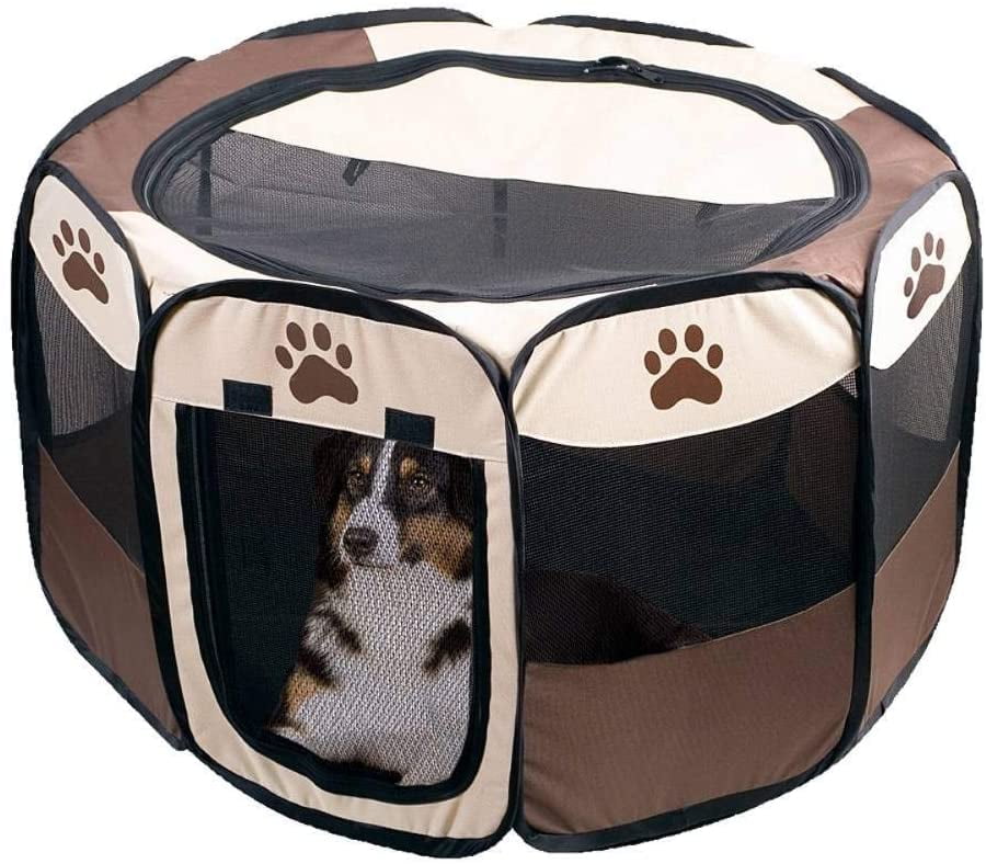 Etna Portable Foldable Pet Playpen For Dogs, Paw Print Indoor and