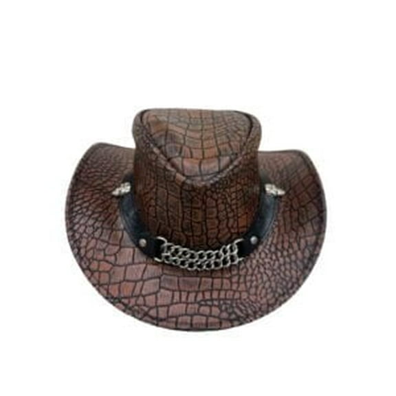 Crocodile Cowboy Leather Hat X-LARGE Size - (60)