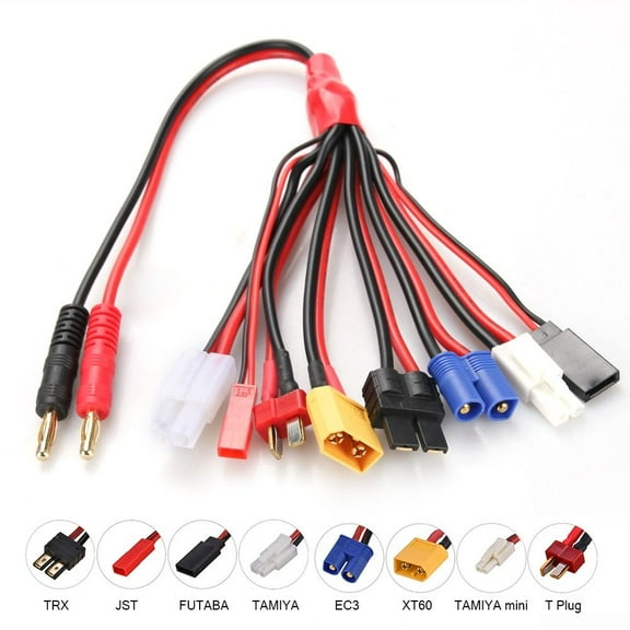 4.0mm Input/XT60 to JST T Plug XT60 EC3 Futaba Tamiya Mini Universal Accessories Replacement Parts Charger Splitter Charging Adapter RC Lipo Battery Cable Multi Charging Plug 4.0MM INPUT