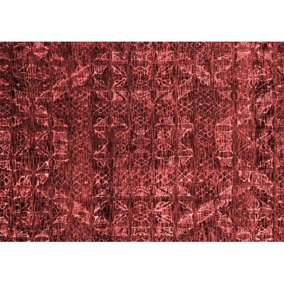 Ahgly Company Indoor Rectangle Abstract Red Modern Area Rugs, 3' x 5'