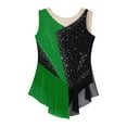 thumbnail image 5 of YUUMIN Kids Girls Shiny Rhinestone Ballet Dance Skating Dress Color Block Gymnastics Leotard Dance Unitards Green 8, 5 of 7