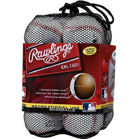 (12 Pack) Rawlings Official League Recreational Use CROLB Baseballs in Mesh Bag (10 & Under)