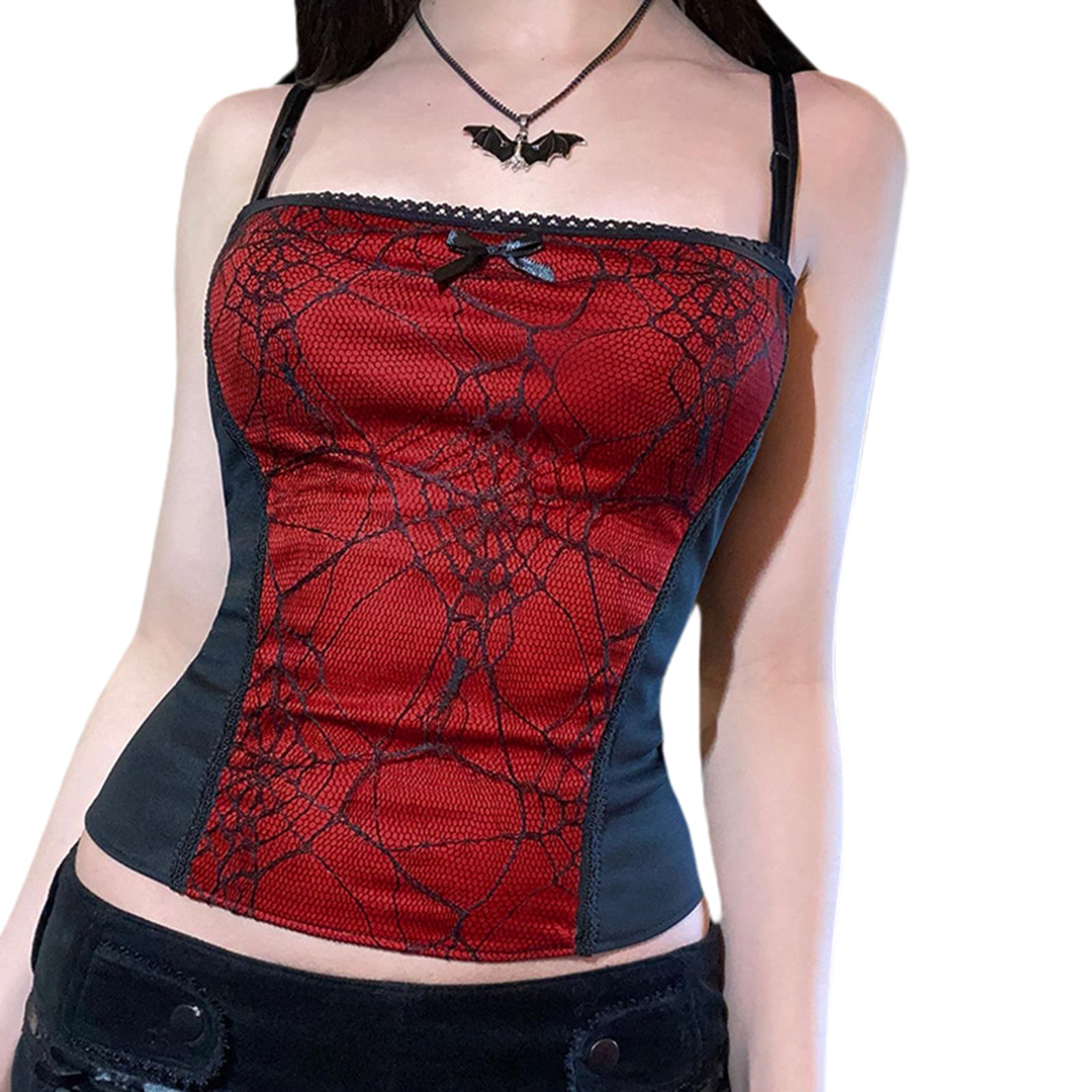 Summer Sling Goth Y2K Women Crop Tops Ladies Vest Camisole Corset Fashion  Lace E-Girls Tank Top Tube Top Gothic Punk …