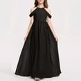 thumbnail image 5 of Yanlir Robe Longue Maxi de Performance pour Fille, Couleur Unie, Respirante, Robes Trapèze pour Enfants, Robe Élégante Décontractée pour les Vacances, Robe Évasée Style Princesse (Noir, 10-11 Ans), 5 of 5