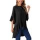 thumbnail image 4 of INSPIRAR CHIC Blusas Asimétricas de Mujer con Mangas de Campana 3/4, Cuello Redondo, Espalda con Abertura, Dobladillo con Volantes, Talla XL, Color Negro, 4 of 6