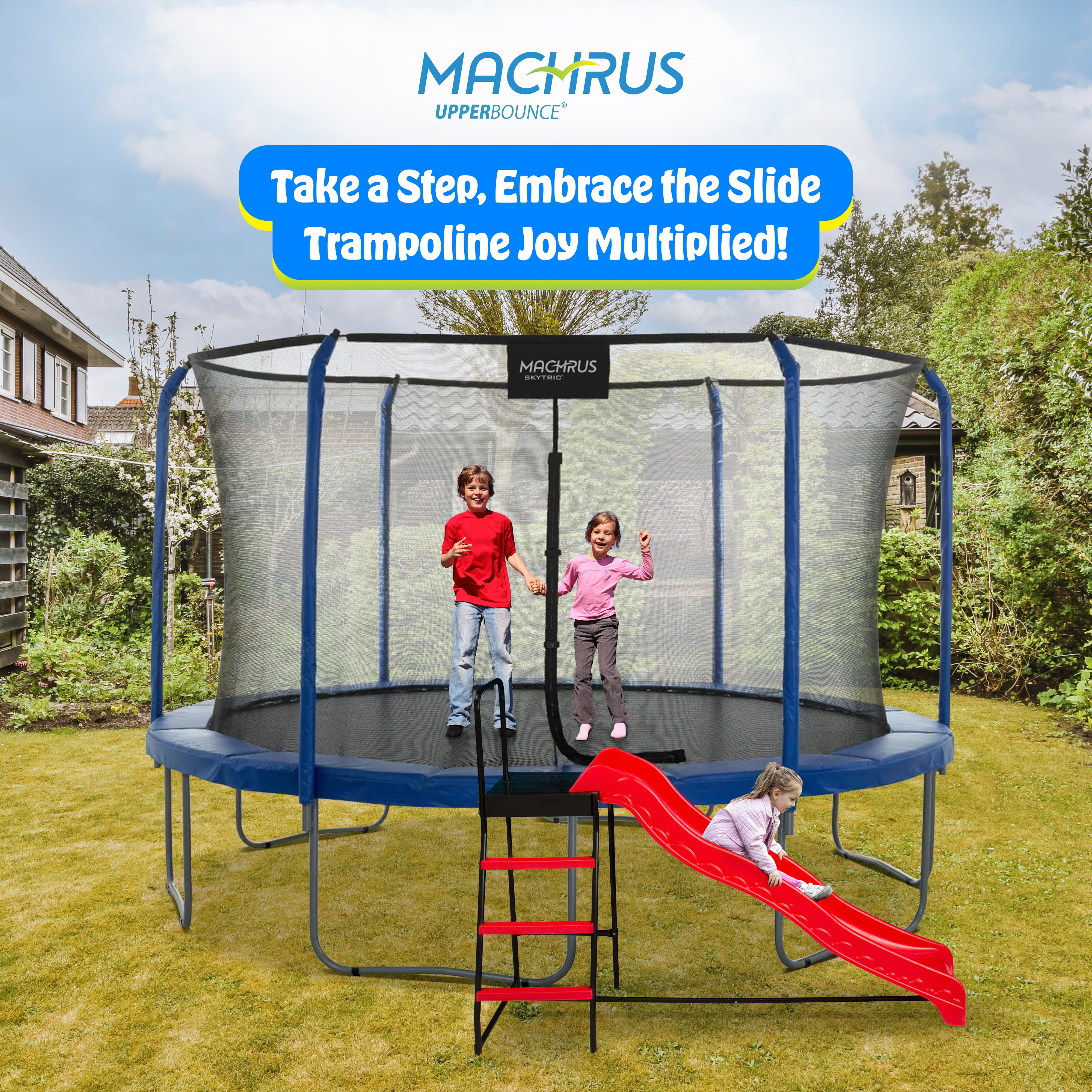 Trampoline Step N Slide Kids Outdoor Trampoline Ladder and Wave