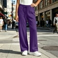 thumbnail image 2 of Axdhxbd Women's Baggy Sweatpants Elastic Waisted Drawstring Wide Leg Sweatpant Loose Casual Solid Color Sweat Pants with Pockets Purple M, 2 of 7