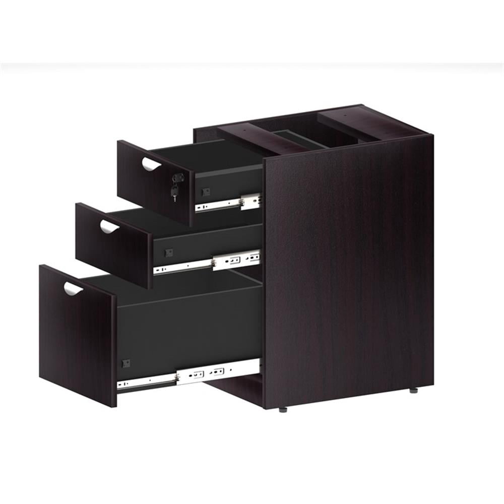 Scranton & Co 71 Inch Executive U-Shape Desk with File Pedestal in Mocha