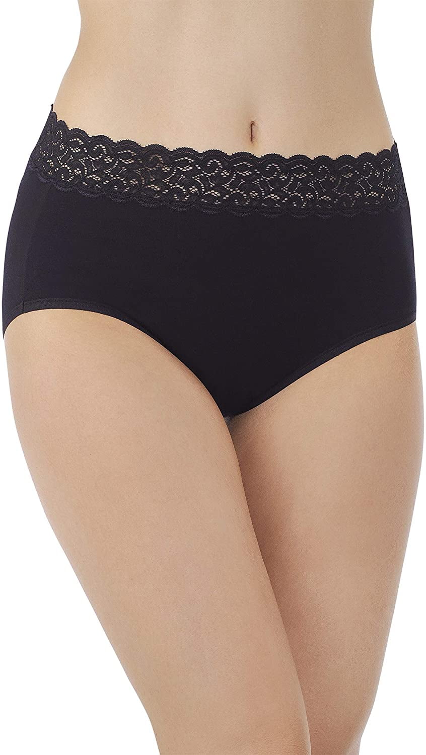 Vanity Fair Women's Flattering Lace Panties with Stretch, Brief - Cotton - Black, 7 | Walmart Canada
