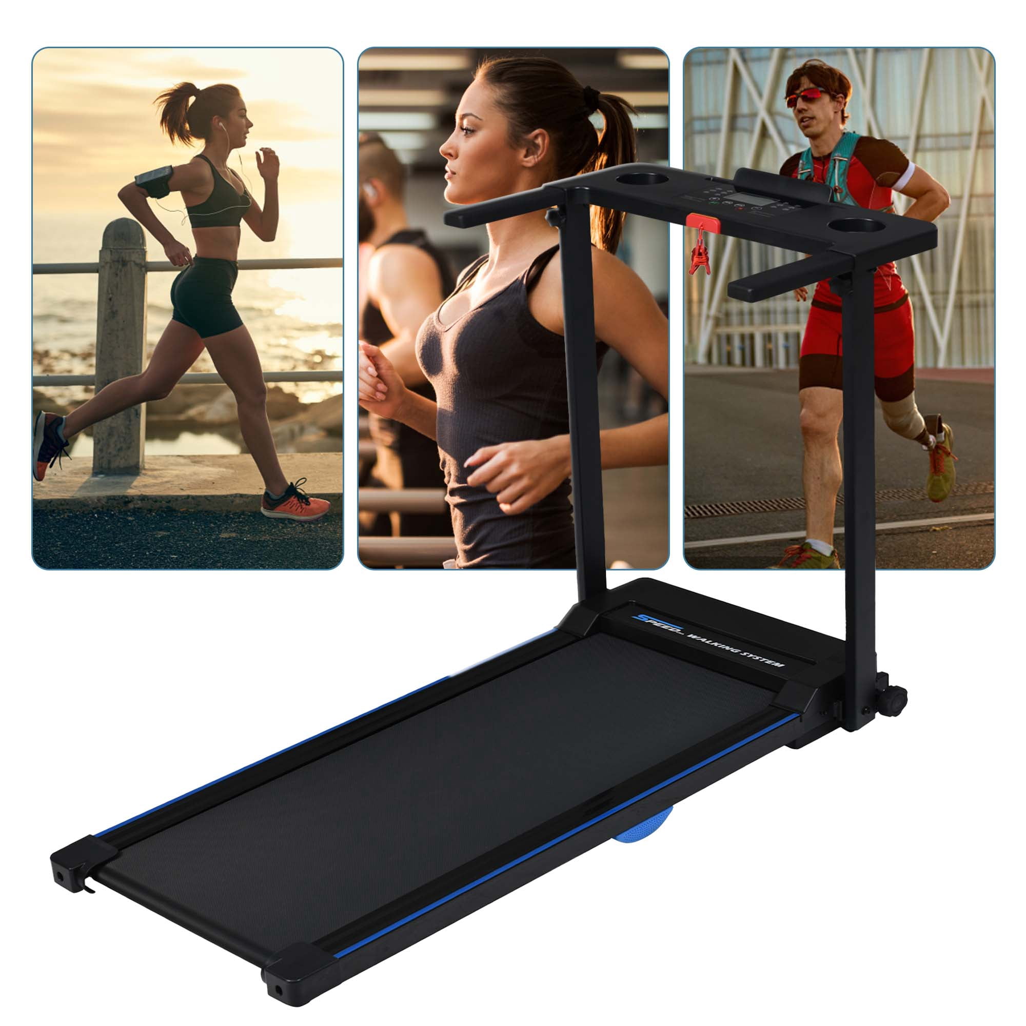 Aukfa Folding Treadmill, 2.5HP Compact Walking Treadmill with LCD Display, 265LB Capacity for Home Office