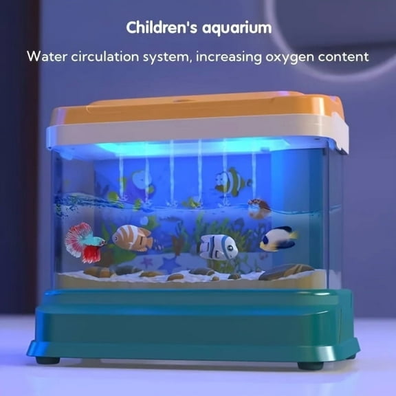 Baby Aquarium Toy - Electric Fake Fish Tank Set with 2 Fishing Rods, Music & LED Lights for Toddlers - Perfect Gift for Boys & Girls