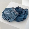 thumbnail image 4 of Conjunto de 2 pantalones cortos vaqueros para bebés y niños, cubrepañales holgados, pantalones bombachos, 90 cm, azul claro/oscuro, 4 of 5