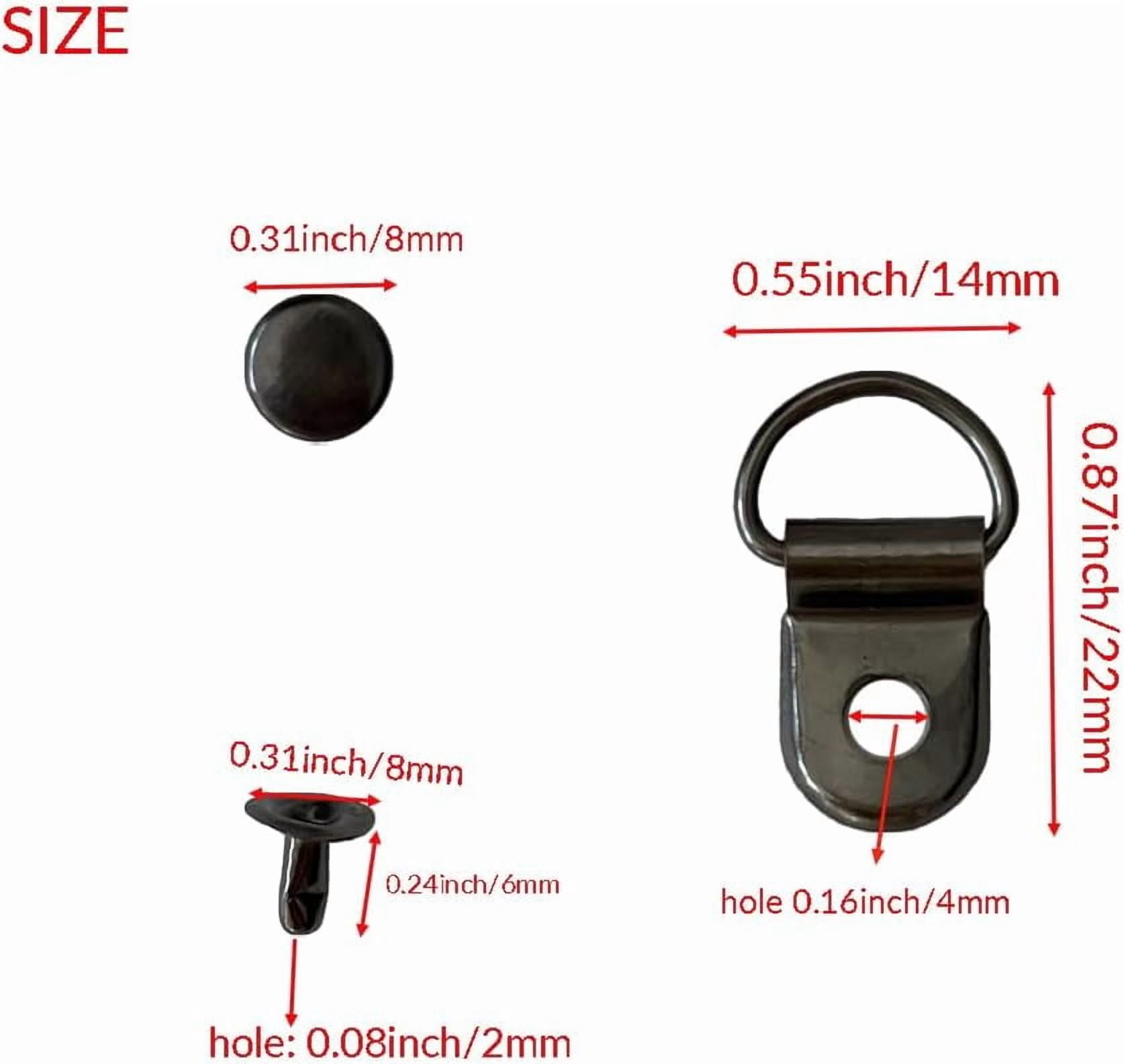 Metal Boot Shoelace Hooks, D-Ring Boot Lace Hook Buckle Fitting with Rivets for Repair Hiking Boots
