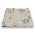 thumbnail image 3 of Creative Products Multi Shell Coral and Blue Plus on White 50 x 60 Coral Fleece Blanket, 3 of 3
