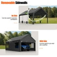 thumbnail image 5 of Walsunny Carport with 4 Sandbags 10x20 ft Heavy Duty Canopy with Roll-up Windows Portable Garage with Removable Sidewalls & Doors Car Canopy Gray, 5 of 10