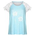 thumbnail image 4 of Blusa superior sexy de manga corta con retazos de encaje y cuello redondo de verano para mujer Fridja  zx1251, 4 of 8