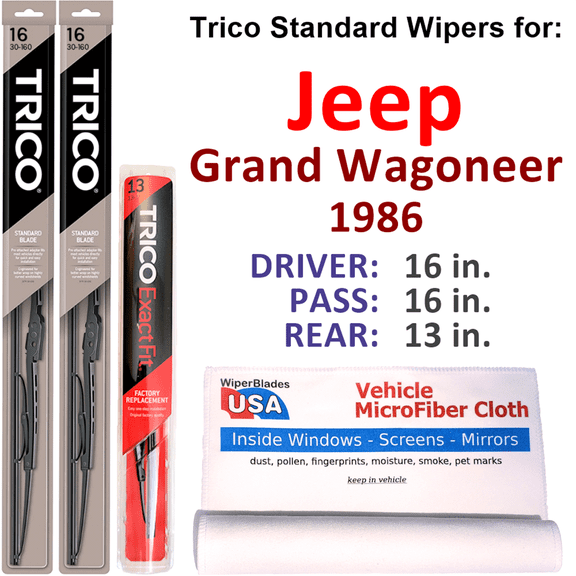 1986 Jeep Grand Wagoneer Wiper Blades (Set of 3) w/Rear Wiper