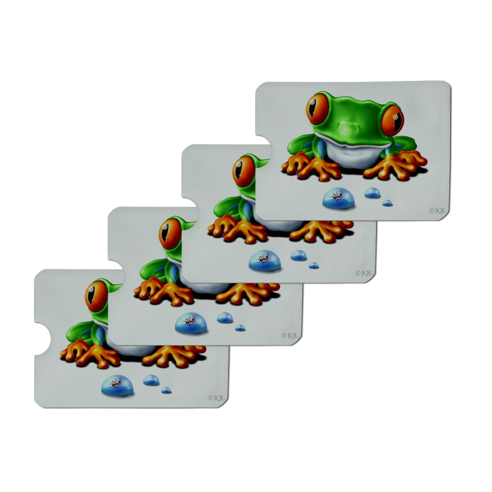 Summertime Vacation Frog Credit Card RFID Blocker Holder Protector Wallet Purse Sleeves Set of 4